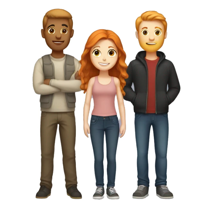 A couple with a ginger girl and brunette boy sticker