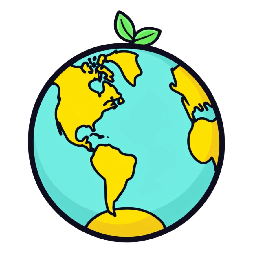 Globe in the shape of a lemon sticker