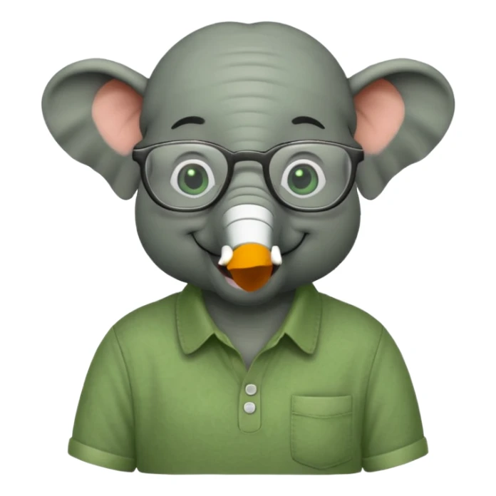 elephant wtih glasses and green shirt sticker