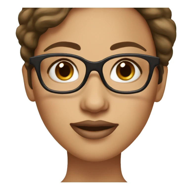 A brown-haired woman with big brown eyes and oval black glasses, long eyelashes and plump lips. sticker