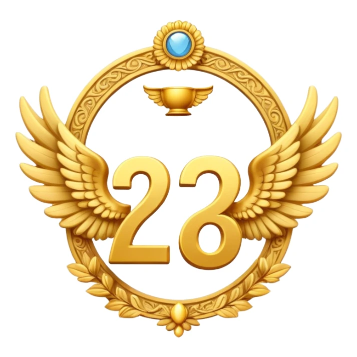 2st place award (number) decorated with angel wings golden sticker