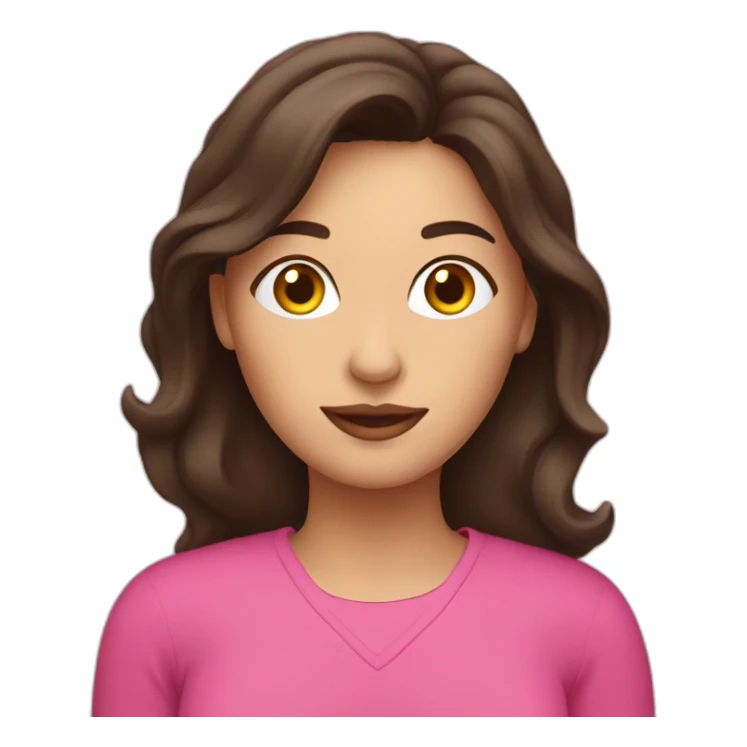brunette woman on pink computer sticker