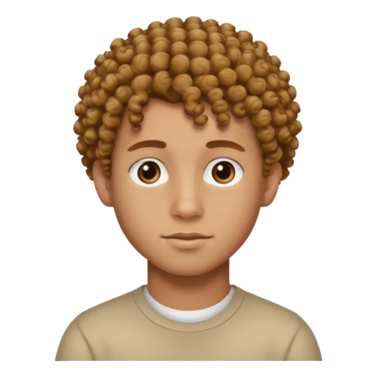 Make a tan boy with curly hair on top and low taper fade with brown eyes sticker