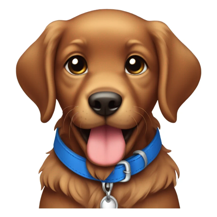 Chibi dark red retriever puppy with blue collar sticker