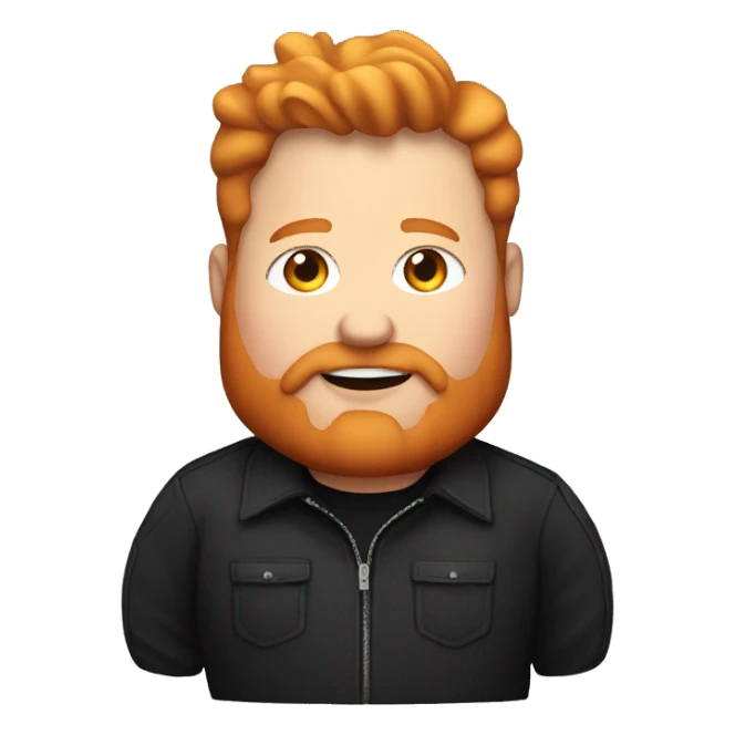 fat guy in black jacket with ginger beard and ginger hair eating Chicken Wing sticker
