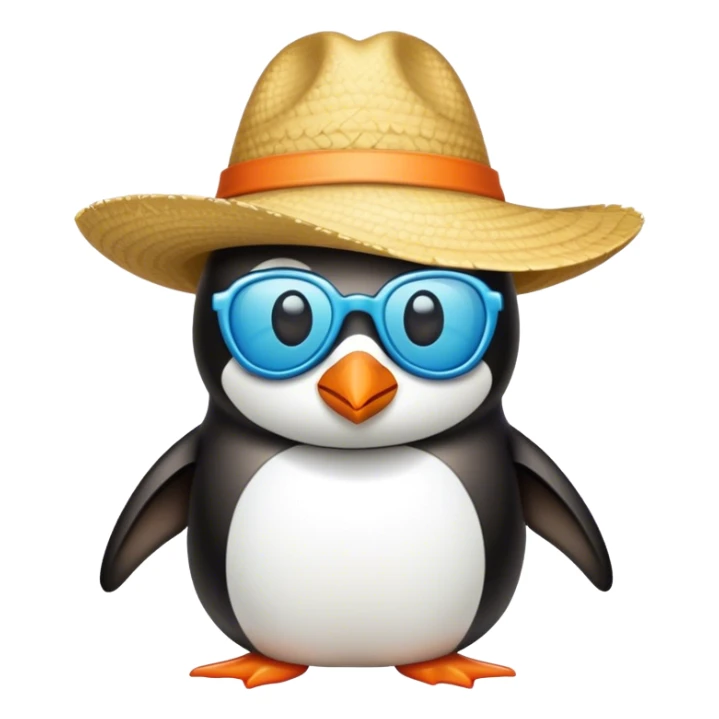 Pingüino con sombrero de playa y teje de buceo sticker