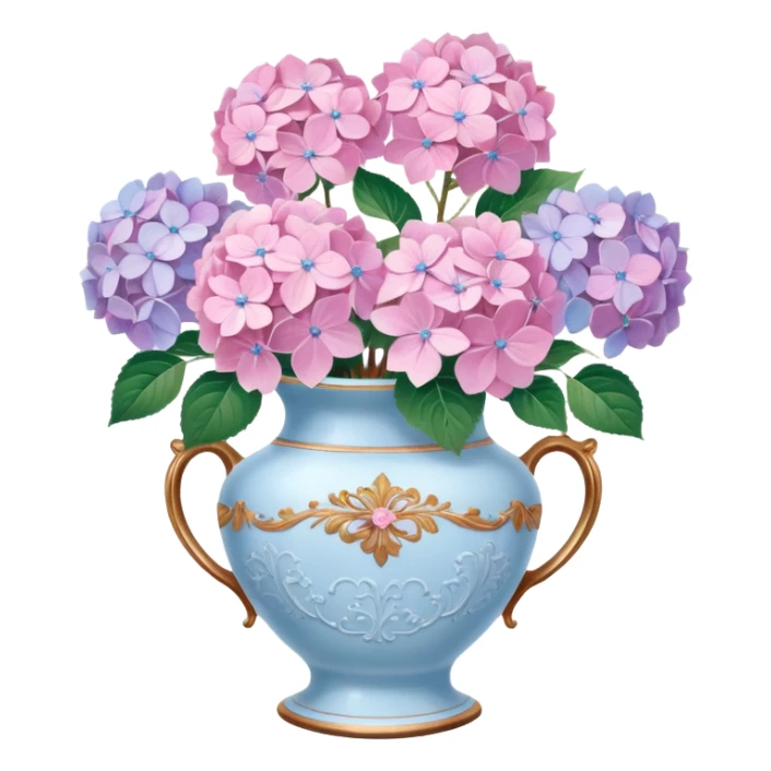 Pink Pastel Aesthetic Hydrangeas In A Vintage Vase sticker