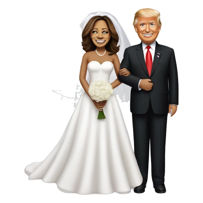 Donald Trump getting married with kamala Harris sticker