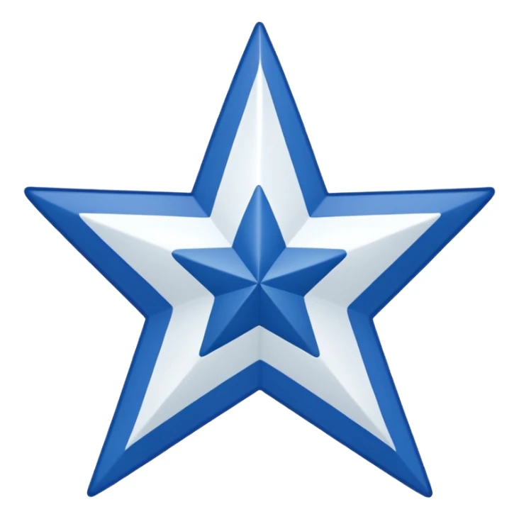 Red background, wide white diagonal stripe top-left to bottom-right, blue five-pointed star centered on the stripe. Clean and symmetrical. sticker