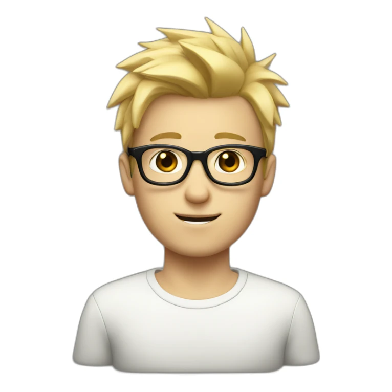 white boy with black glasses and blond spikey hair sticker