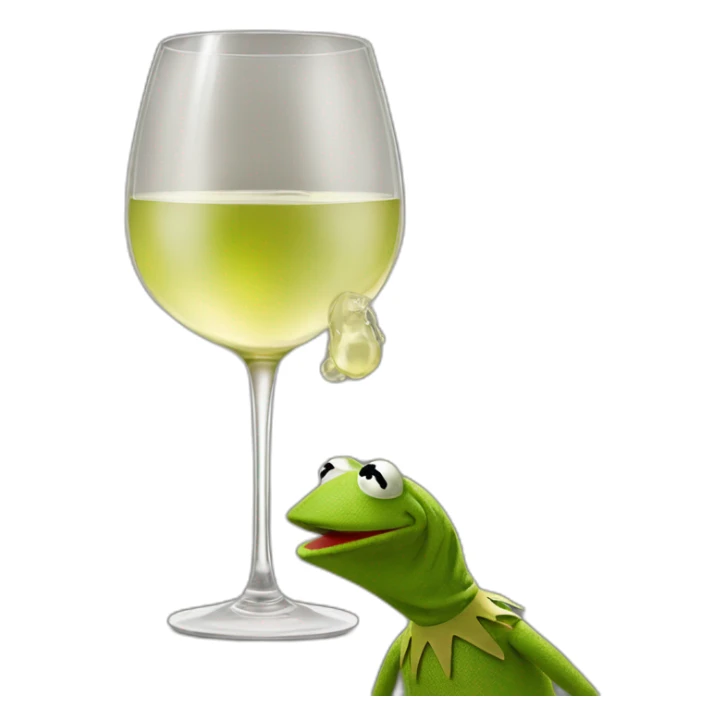 kermit frog drinking big glas of white wine sticker