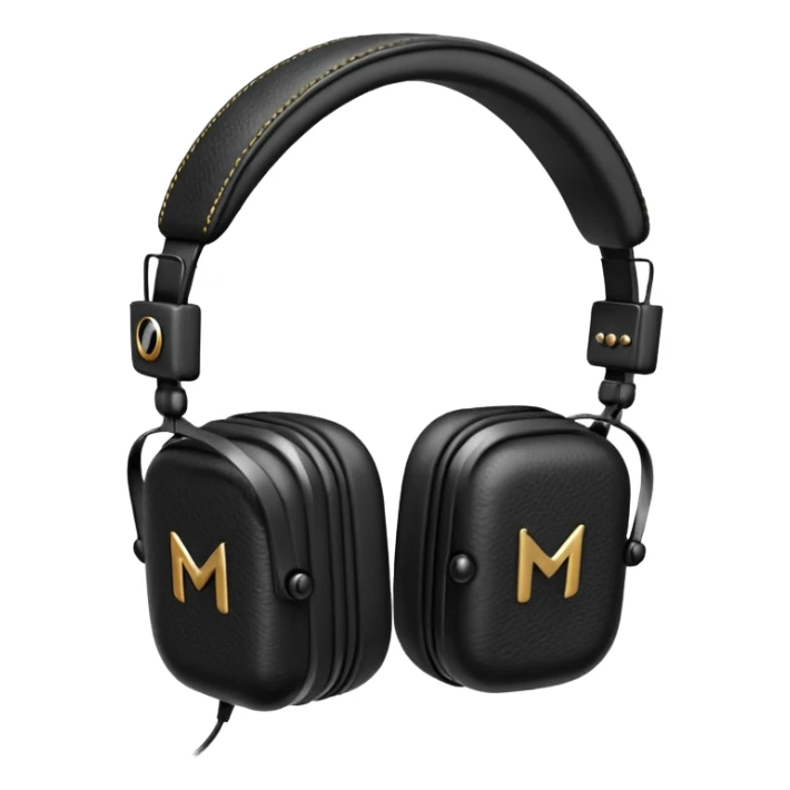 Icon of headphones with square ear pads in the Marshall style. sticker