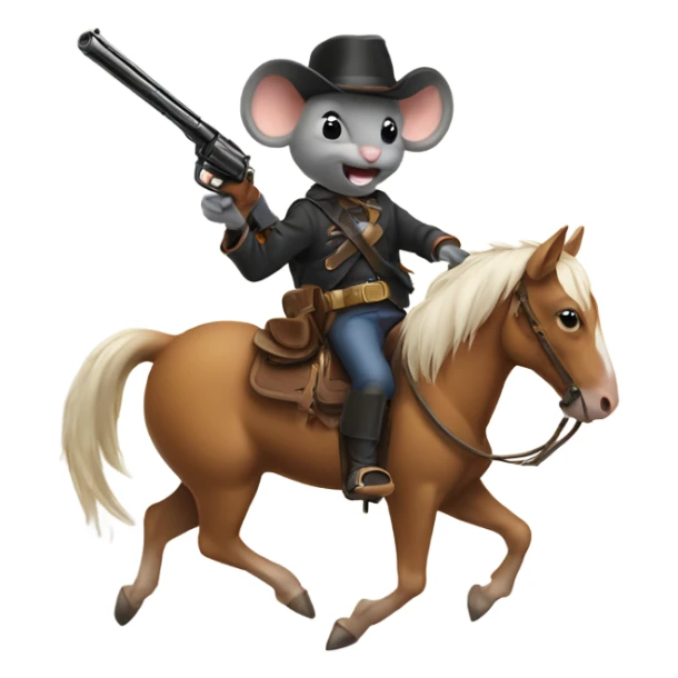 Mouse riding a horse carrying a gun sticker