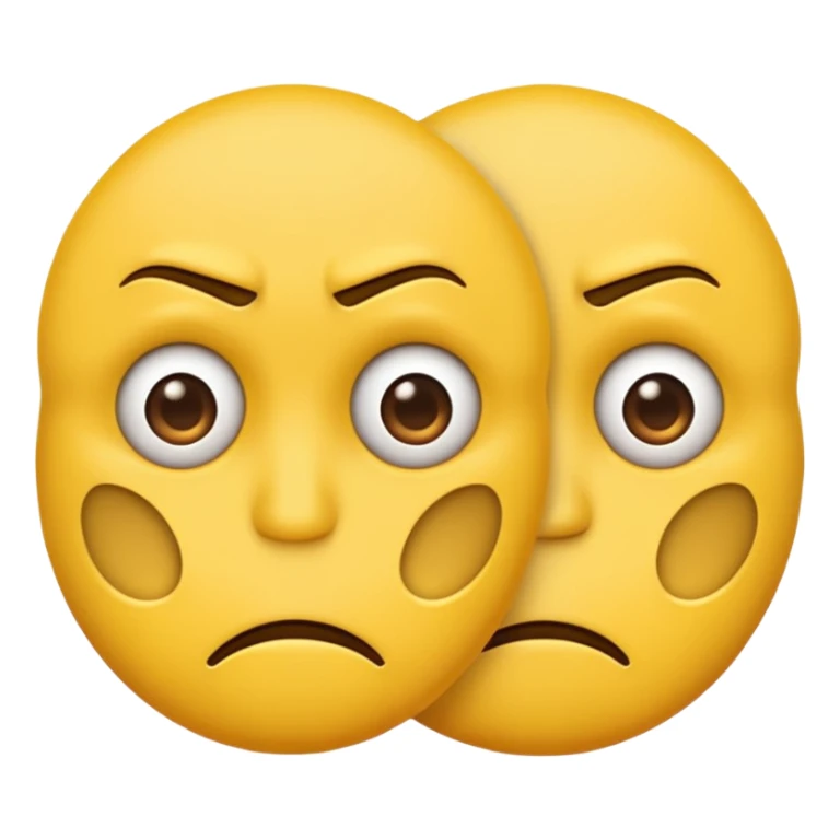 two emojis not happy stuck together no pink cheeks only two  sticker