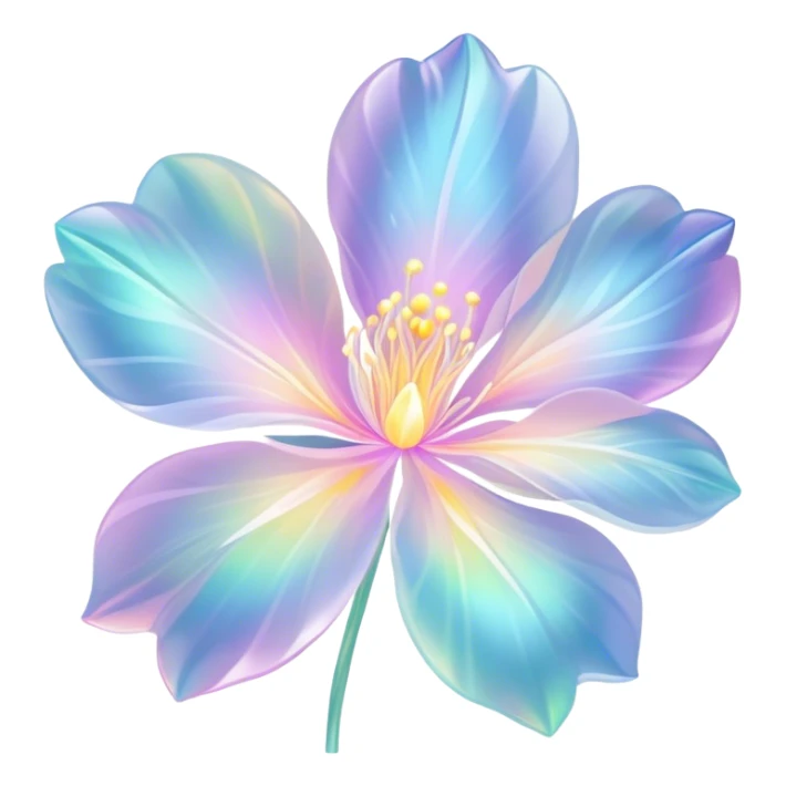 Pastel iridescent transparent luminescent aesthetic flower sticker