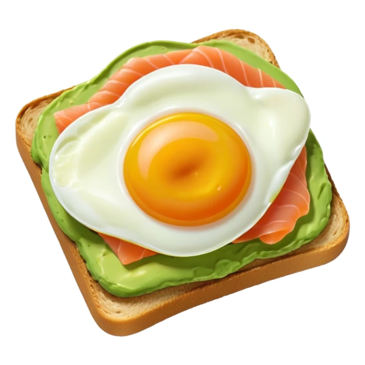 avocado toast with salmon and eggs, under green cream  sticker