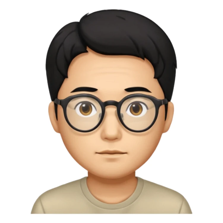 Korean man, black hair, glasses sticker