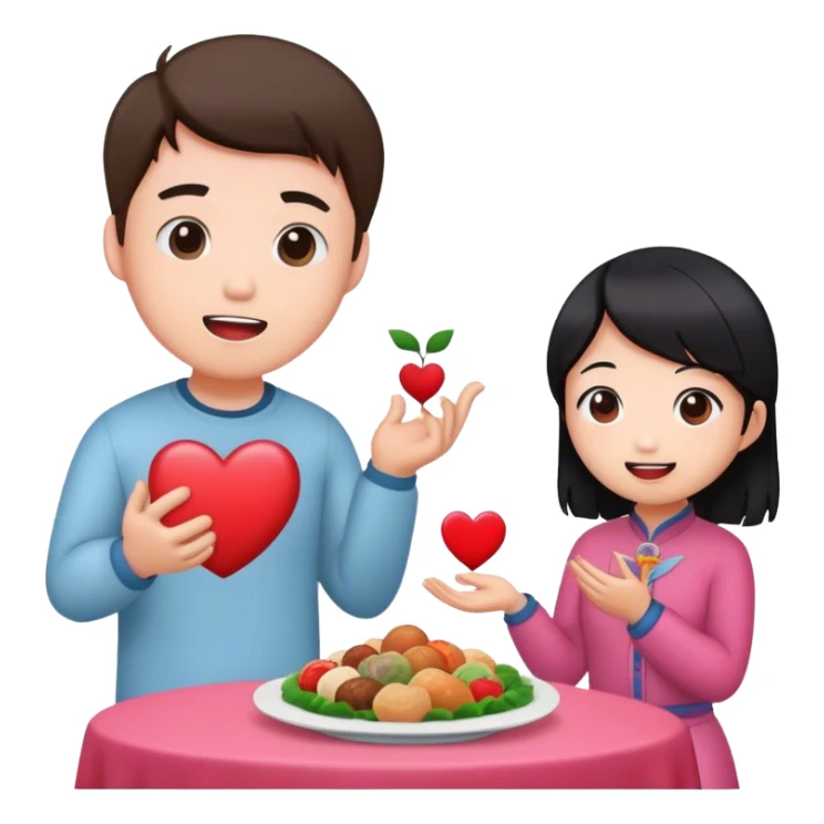 White guy asking Asian to valentine with food sticker