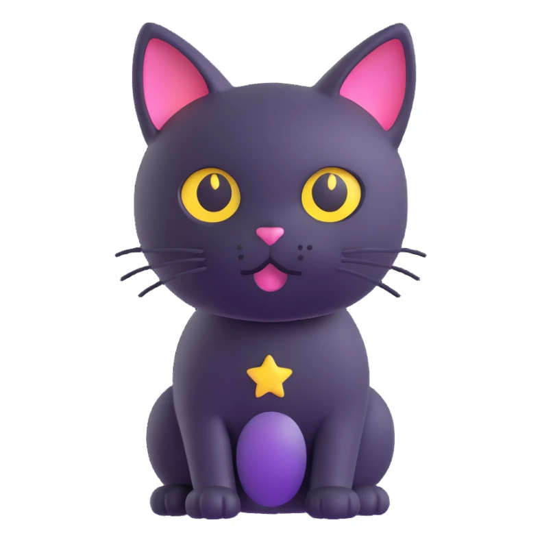 starry-eyed cat, 3d emoji style sticker