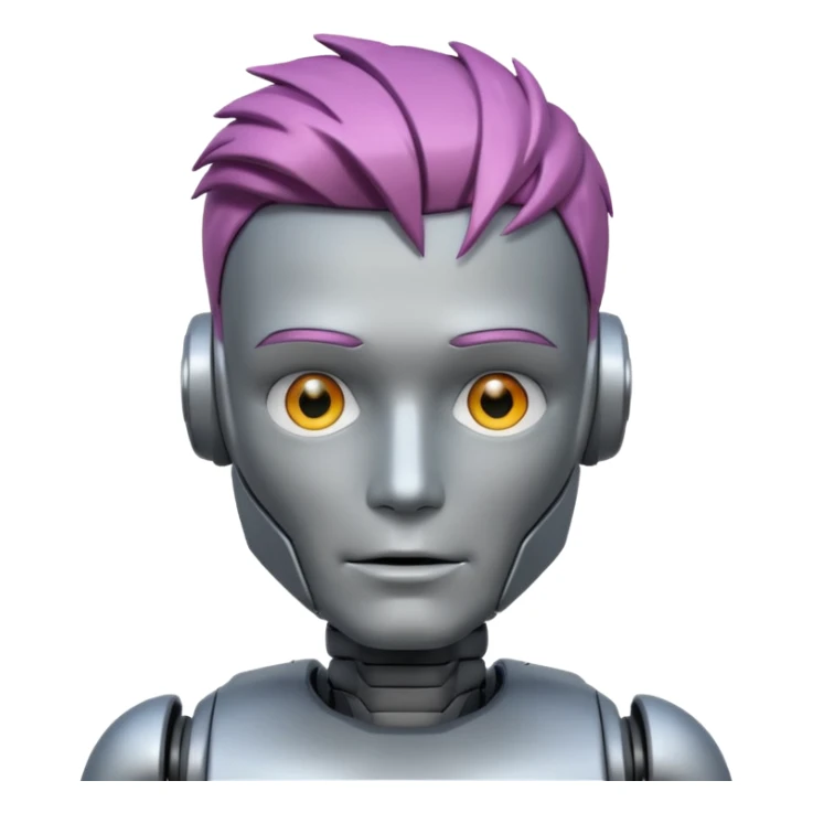 male robot with different color hair like 3rd picture, sticker