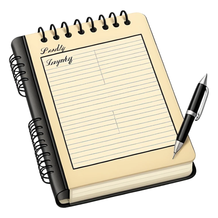 daily planner agenda cream leather with open page and pen sticker