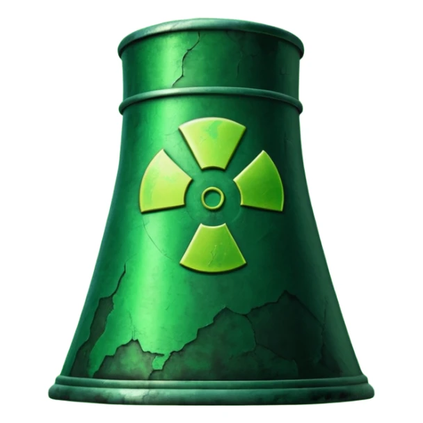 nuclear power plant with a green radioactive glow, realistic, option 5 sticker