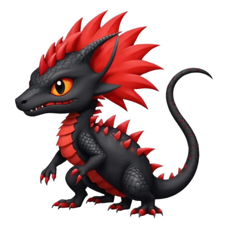 Fiery gothic evil black and red salandit-Liten-torracat with a red Mohawk  sticker