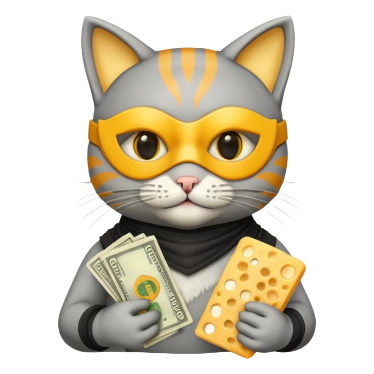 robber emoji with money cheese cat sticker