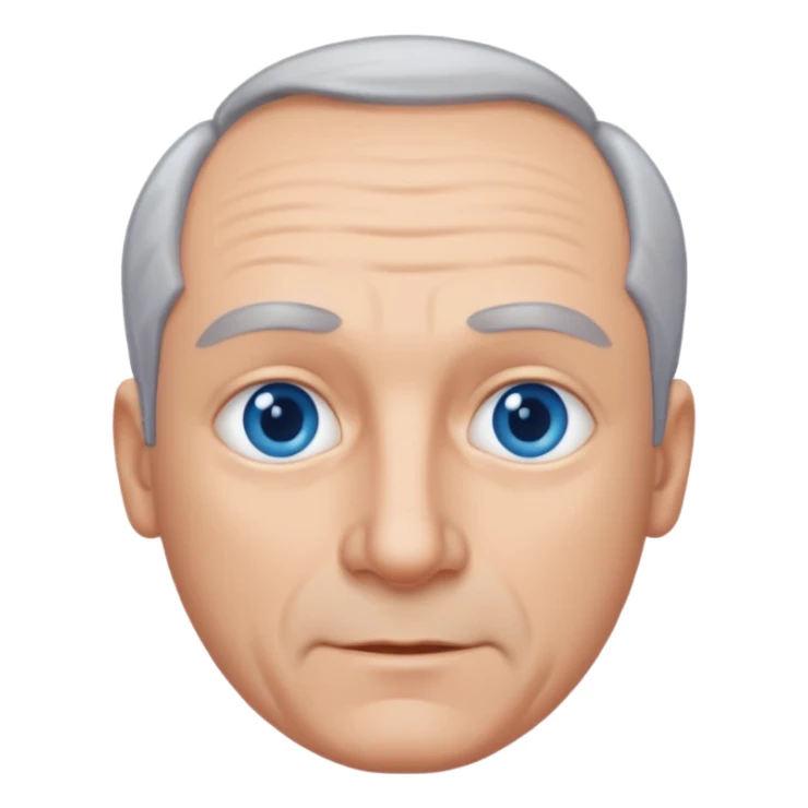 Middle aged man with receding grey hair and no beard, blue eyes sticker