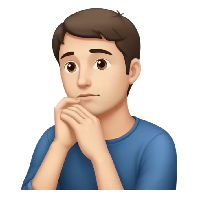 pensive man, looking away, hand supporting chin sticker