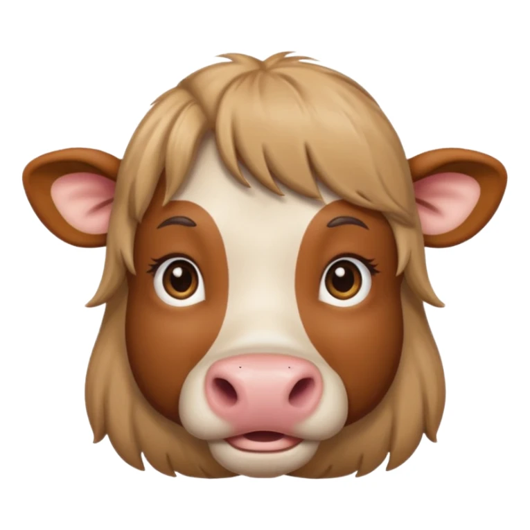 Make a cute brown cow with a light brown wig and brown eyes sticker