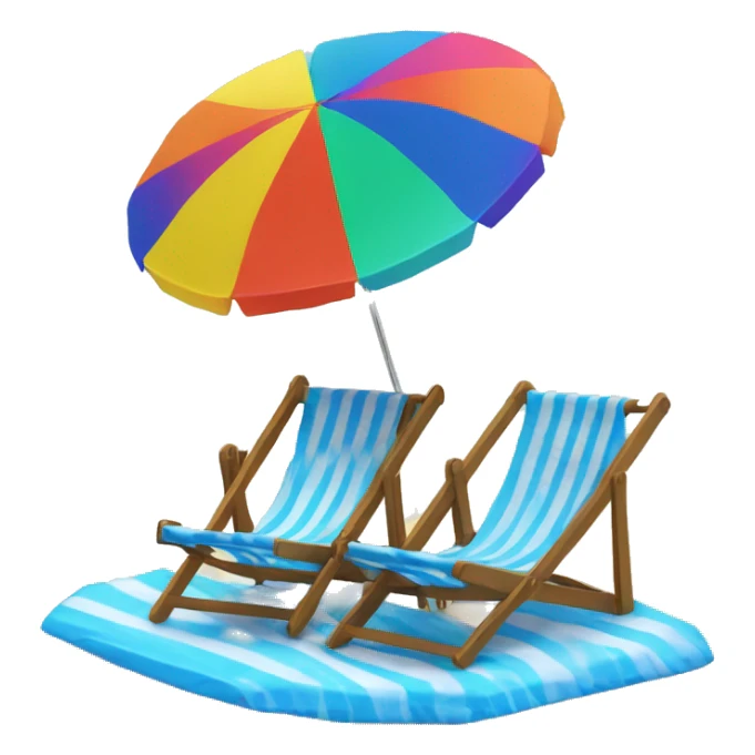 Beach umbrella with two beach chairs and a beach ball facing the sea sticker