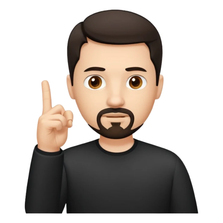 White man with short dark hair and goatee and neutral expression with middle finger.  sticker