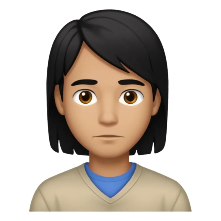 back view of a male with straight middle-long black hair sticker