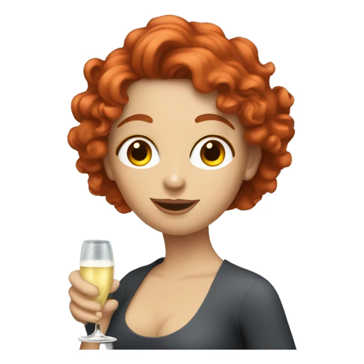 White woman with red curly hair drinking prosecco sticker