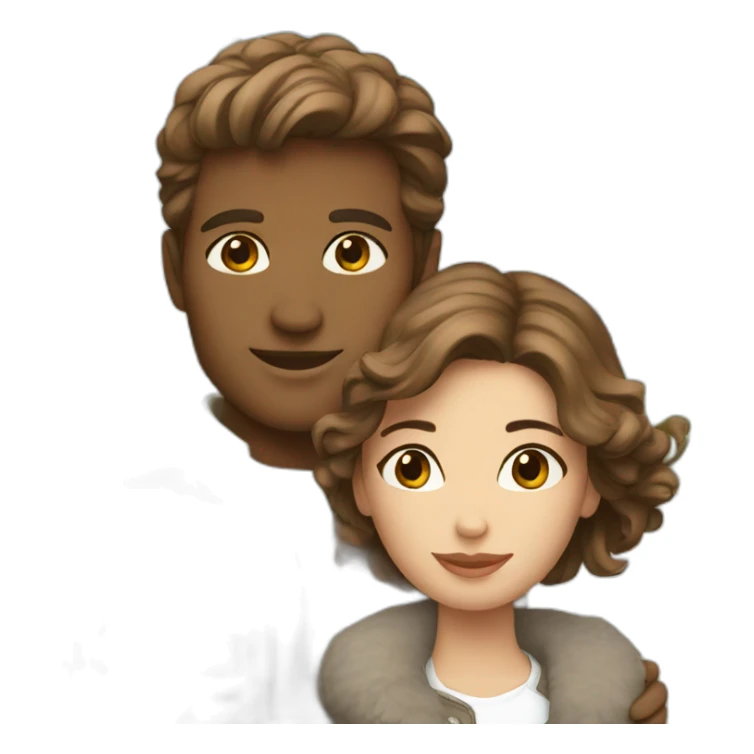 Brown hair couple in paris sticker