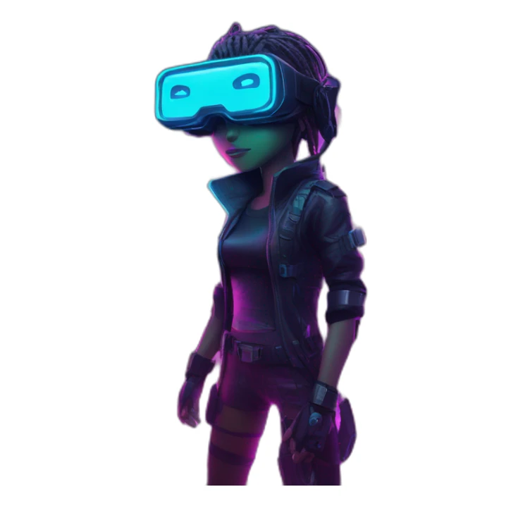 Password hero in a cyberpunk VR environment with neon lighting. sticker