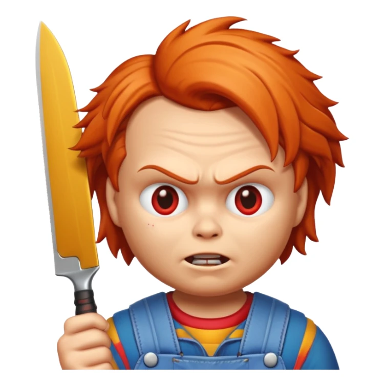 Un emojin de chuky effrayant avec un couteau à la main  sticker