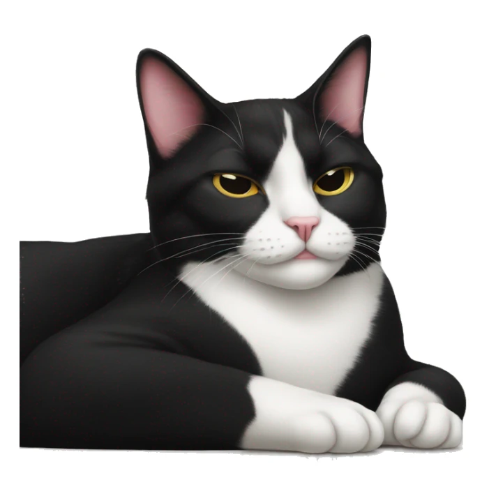 Tuxedo Cat asleep with tongue out sticker