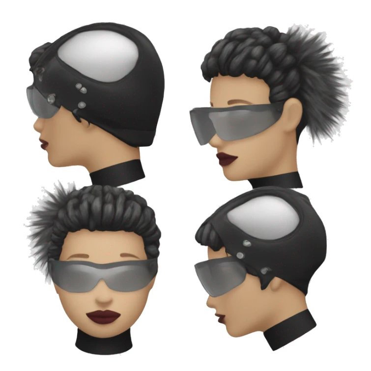 Balenciaga Face Shield model with punky hair sticker