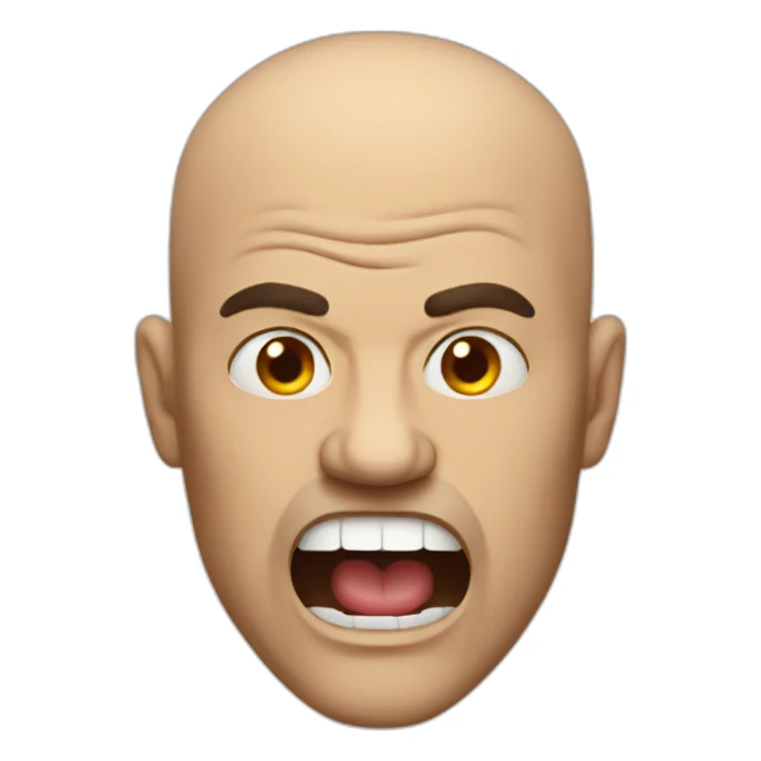 bald man angry large mouth sticker