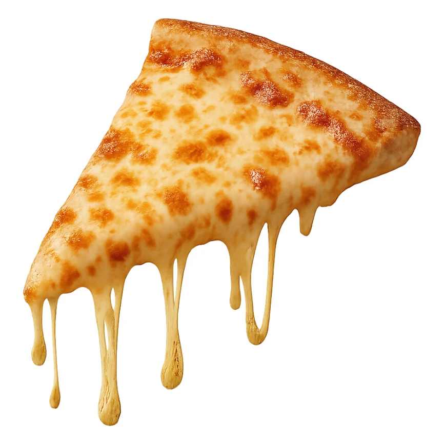 a slice of pizza with melting cheese sticker