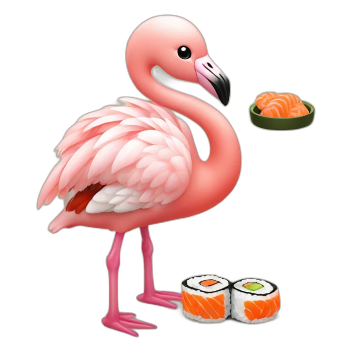 Cute Baby flamingo eating sushi sticker