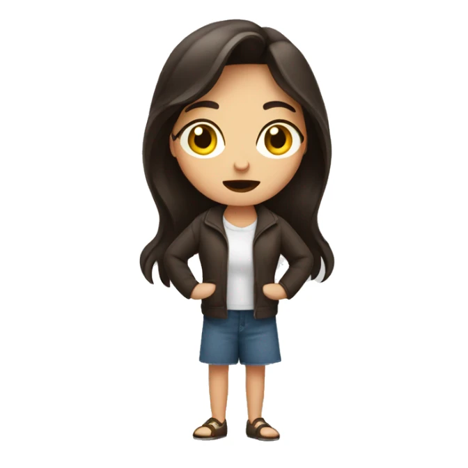 brunette girl shrugging sticker