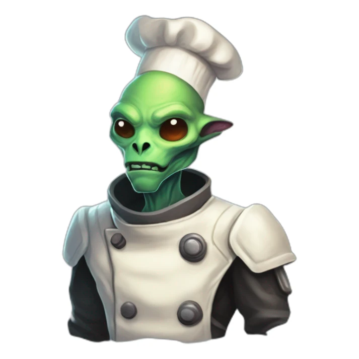 alien chef scifi roguelike rpg style inspired by slay the spire digital art sticker