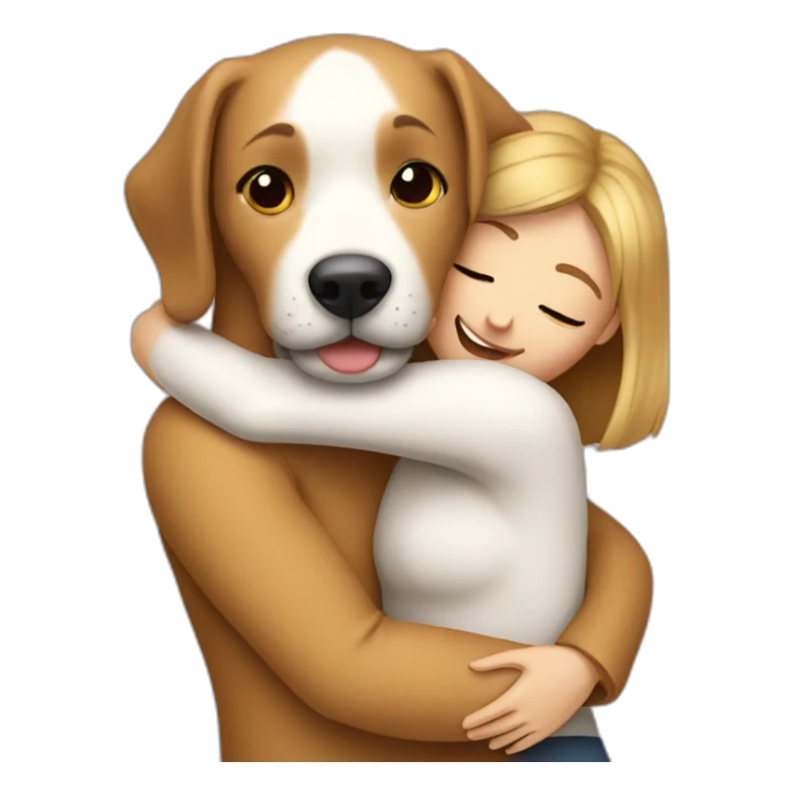 dog with woman hugging sticker