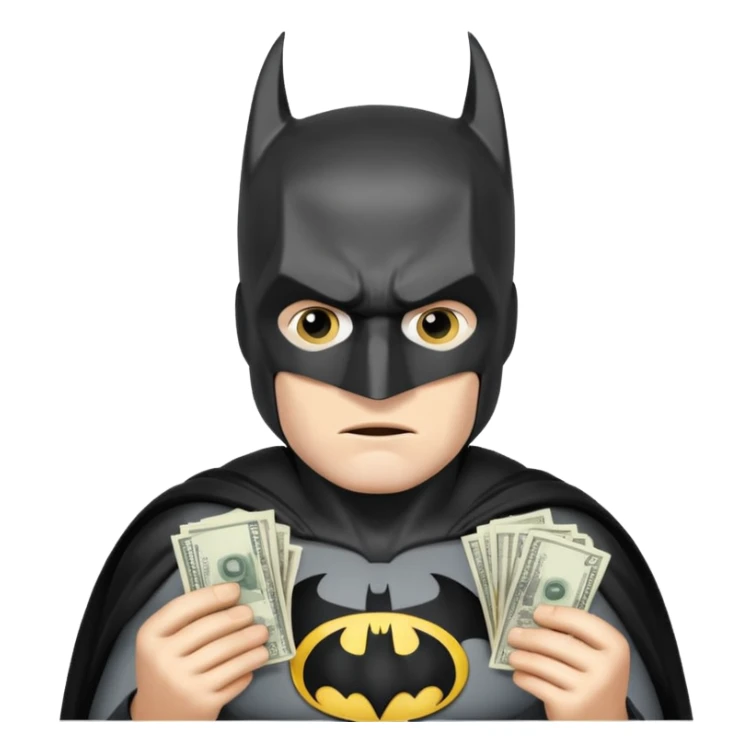 batman counting wads of bills sticker