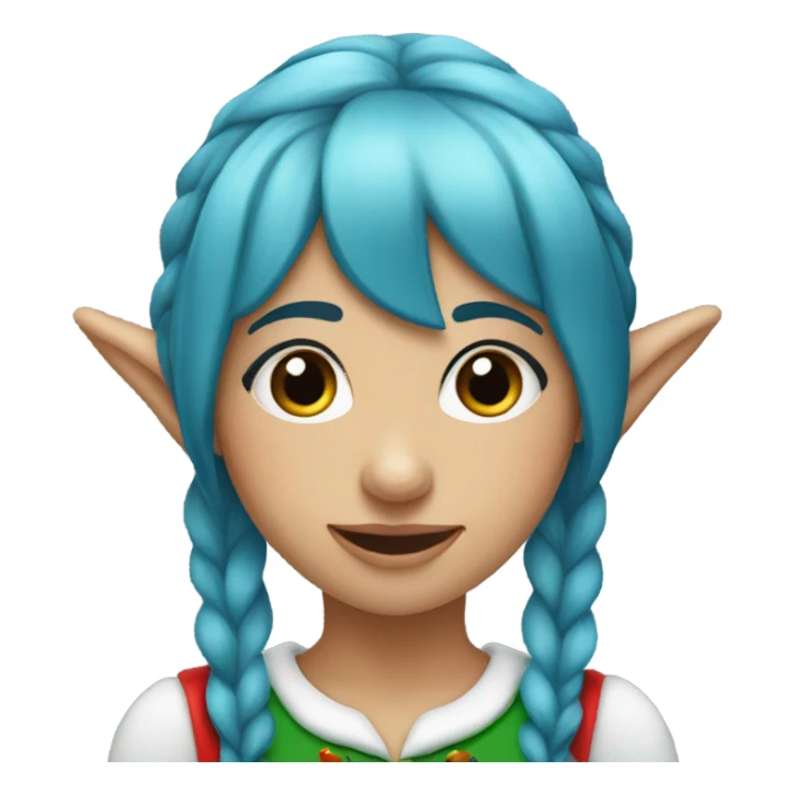 Christmas elf girl blue hair sticker