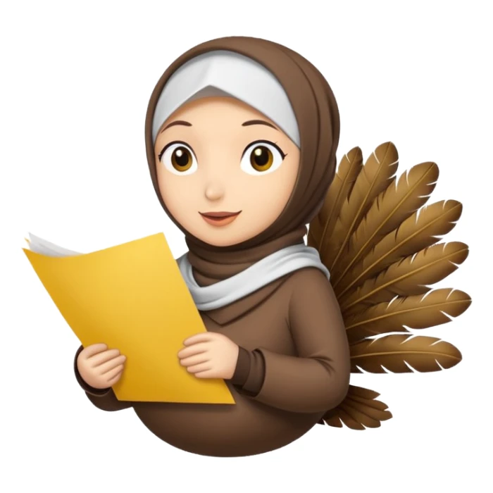 🦃 wearing hijab holding yellow paper sticker