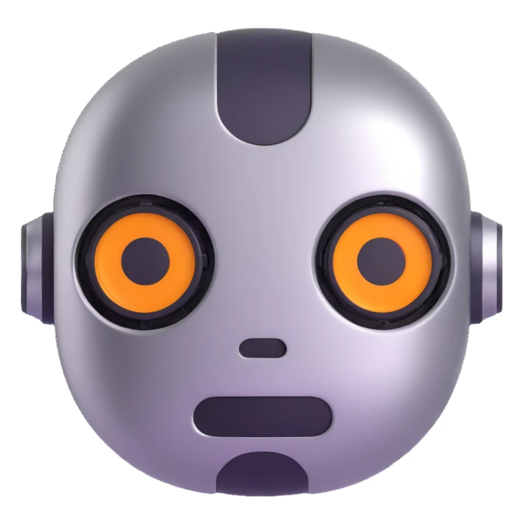 polished minimalistic perfectly round steel robot face, simple clean design sticker